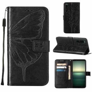 For Sony Xperia 1 IV Embossed Butterfly Leather Phone Case(Black)
