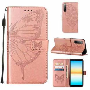 For Sony Xperia 10 IV Embossed Butterfly Leather Phone Case(Rose Gold)