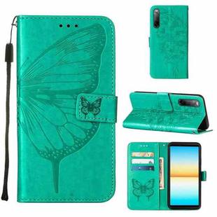 For Sony Xperia 10 IV Embossed Butterfly Leather Phone Case(Green)