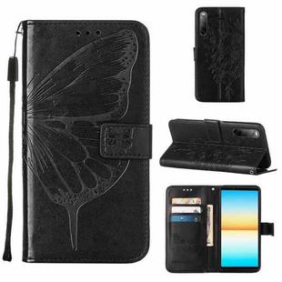 For Sony Xperia 10 IV Embossed Butterfly Leather Phone Case(Black)