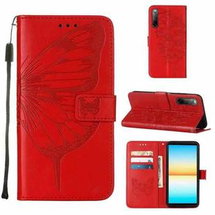 For Sony Xperia 10 IV Embossed Butterfly Leather Phone Case(Red)