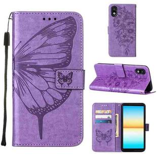 For Sony Xperia ACE III Embossed Butterfly Leather Phone Case(Purple)