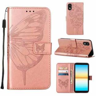 For Sony Xperia ACE III Embossed Butterfly Leather Phone Case(Rose Gold)