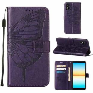 For Sony Xperia ACE III Embossed Butterfly Leather Phone Case(Dark Purple)