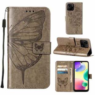 For Xiaomi Redmi 10A Embossed Butterfly Leather Phone Case(Grey)
