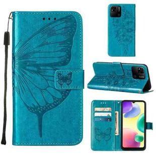 For Xiaomi Redmi 10A Embossed Butterfly Leather Phone Case(Blue)