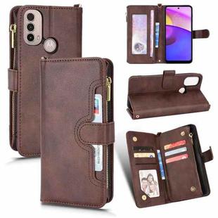 For Motorola Moto E40 / E30 / E20 Litchi Texture Zipper Leather Phone Case(Brown)