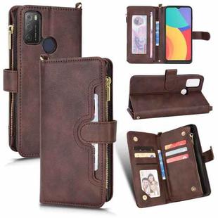 For Alcatel 1S 2021 / 3L 2021 Litchi Texture Zipper Leather Phone Case(Brown)