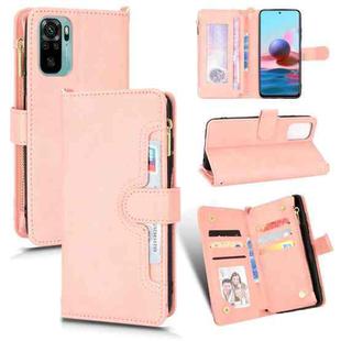 For Xiaomi Redmi Note 10 4G / Note 10S Litchi Texture Zipper Leather Phone Case(Pink)