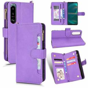 For Sony Xperia 5 III Litchi Texture Zipper Leather Phone Case(Purple)