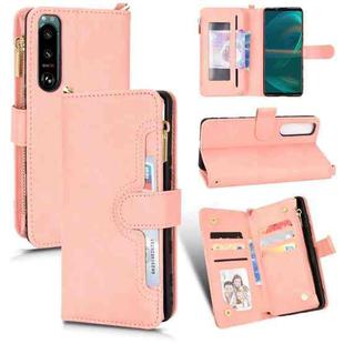 For Sony Xperia 5 III Litchi Texture Zipper Leather Phone Case(Pink)
