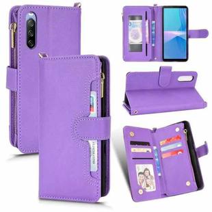 For Sony Xperia 10 III Litchi Texture Zipper Leather Phone Case(Purple)