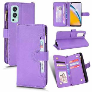 For OnePlus Nord 2 5G Litchi Texture Zipper Leather Phone Case(Purple)