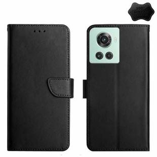 For OnePlus 10R Genuine Leather Fingerprint-proof Horizontal Flip Phone Case(Black)