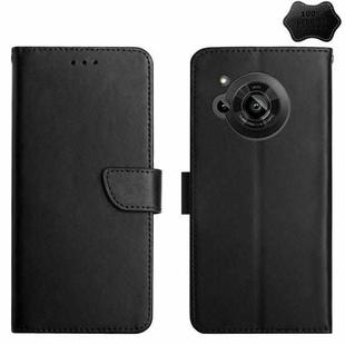 For Sharp Aquos R7 Genuine Leather Fingerprint-proof Horizontal Flip Phone Case(Black)