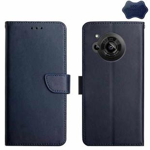 For Sharp Aquos R7 Genuine Leather Fingerprint-proof Horizontal Flip Phone Case(Blue)