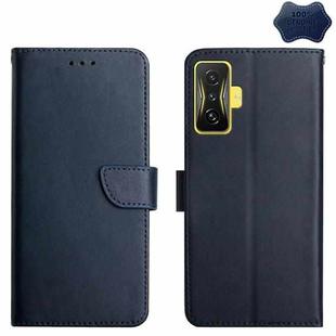 For Xiaomi Poco F4 GT Genuine Leather Fingerprint-proof Horizontal Flip Phone Case(Blue)
