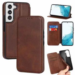 For Samsung Galaxy S22+ 5G Knight Magnetic Suction Leather Phone Case(Brown)