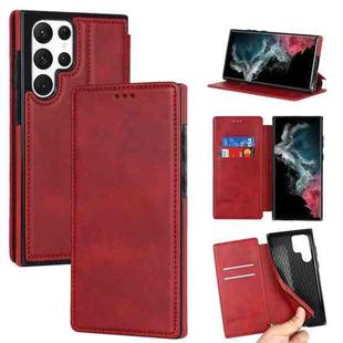 For Samsung Galaxy S22 Ultra 5G Knight Magnetic Suction Leather Phone Case(Red)