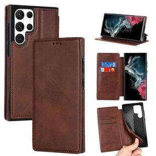 For Samsung Galaxy S22 Ultra 5G Knight Magnetic Suction Leather Phone Case(Brown)