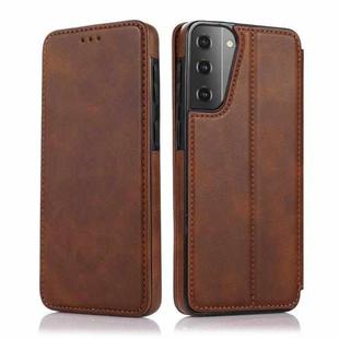 For Samsung Galaxy S21 5G Knight Magnetic Suction Leather Phone Case(Brown)