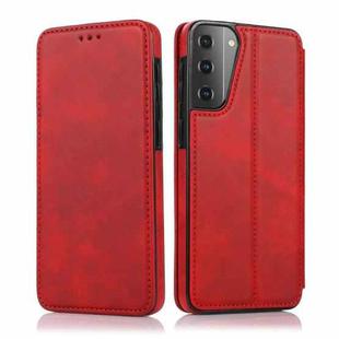 For Samsung Galaxy S21+ 5G Knight Magnetic Suction Leather Phone Case(Red)
