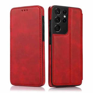 For Samsung Galaxy S21 Ultra 5G Knight Magnetic Suction Leather Phone Case(Red)