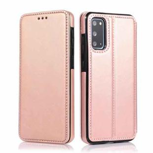 For Samsung Galaxy S20 Knight Magnetic Suction Leather Phone Case(Rose Gold)