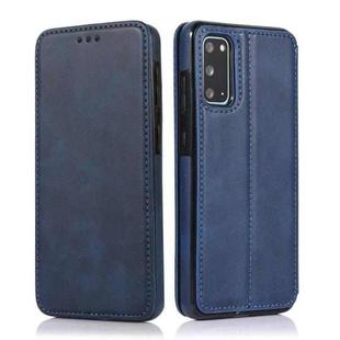 For Samsung Galaxy S20 Knight Magnetic Suction Leather Phone Case(Blue)