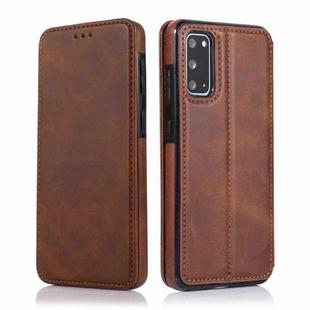For Samsung Galaxy S20+ Knight Magnetic Suction Leather Phone Case(Brown)