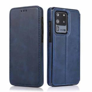 For Samsung Galaxy S20 Ultra Knight Magnetic Suction Leather Phone Case(Blue)