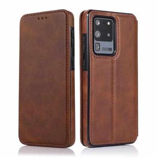 For Samsung Galaxy S20 Ultra Knight Magnetic Suction Leather Phone Case(Brown)