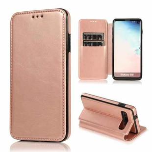 For Samsung Galaxy S10 Knight Magnetic Suction Leather Phone Case(Rose Gold)