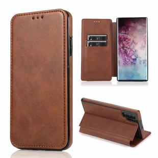 For Samsung Galaxy Note10+ Knight Magnetic Suction Leather Phone Case(Brown)