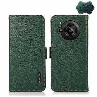 For Sharp Aquos R7 KHAZNEH Side-Magnetic Litchi Genuine Leather RFID Phone Case(Green)