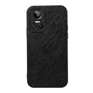 For OPPO Realme GT Neo 3 Accurate Hole Crazy Horse Texture PU Phone Case(Black)