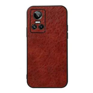 For OPPO Realme GT Neo 3 Accurate Hole Crazy Horse Texture PU Phone Case(Coffee)
