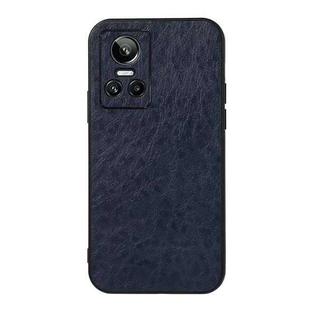 For OPPO Realme GT Neo 3 Accurate Hole Crazy Horse Texture PU Phone Case(Blue)