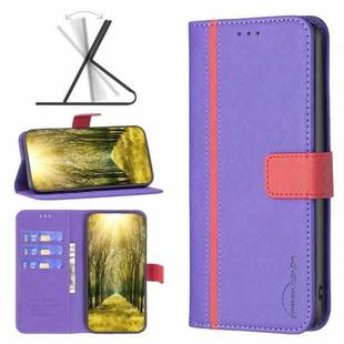For vivo Y21 BF13 Color Matching Cross Texture Leather Phone Case(Purple)