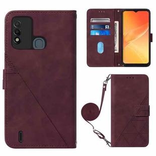 For Itel P37/Vision 2S/P651L Crossbody 3D Embossed Flip Leather Phone Case(Wine Red)