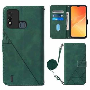 For Itel P37/Vision 2S/P651L Crossbody 3D Embossed Flip Leather Phone Case(Dark Green)