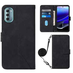 For Motorola Moto G 5G 2022 Crossbody 3D Embossed Flip Leather Phone Case(Black)