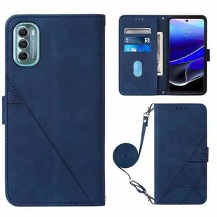 For Motorola Moto G 5G 2022 Crossbody 3D Embossed Flip Leather Phone Case(Blue)