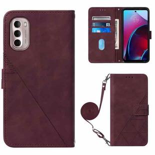 For Motorola Moto G Stylus 4G 2022 Crossbody 3D Embossed Flip Leather Phone Case(Wine Red)