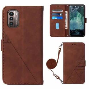 For Nokia G21/G11 Crossbody 3D Embossed Flip Leather Phone Case(Brown)