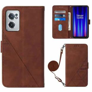 For OnePlus Nord CE 2 5G Crossbody 3D Embossed Flip Leather Phone Case(Brown)