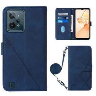 For OPPO Realme C31 4G Crossbody 3D Embossed Flip Leather Phone Case(Blue)