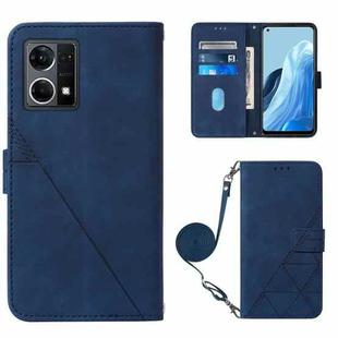 For OPPO Reno7 4G/F21 Pro Crossbody 3D Embossed Flip Leather Phone Case(Blue)