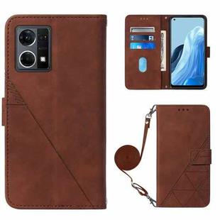 For OPPO Reno7 4G/F21 Pro Crossbody 3D Embossed Flip Leather Phone Case(Brown)