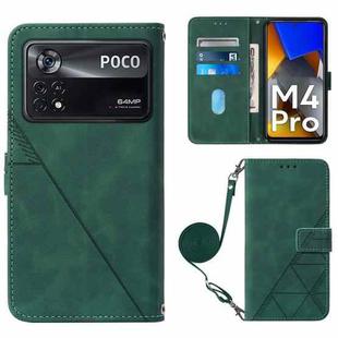 For Xiaomi Poco M4 Pro 4G Crossbody 3D Embossed Flip Leather Phone Case(Dark Green)